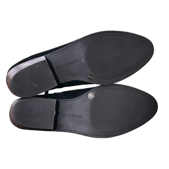 Lucky Brand Fenley Ankle Boots Women's 8M Booties Black Suede Low Heel Side Zip - Picture 5 of 8